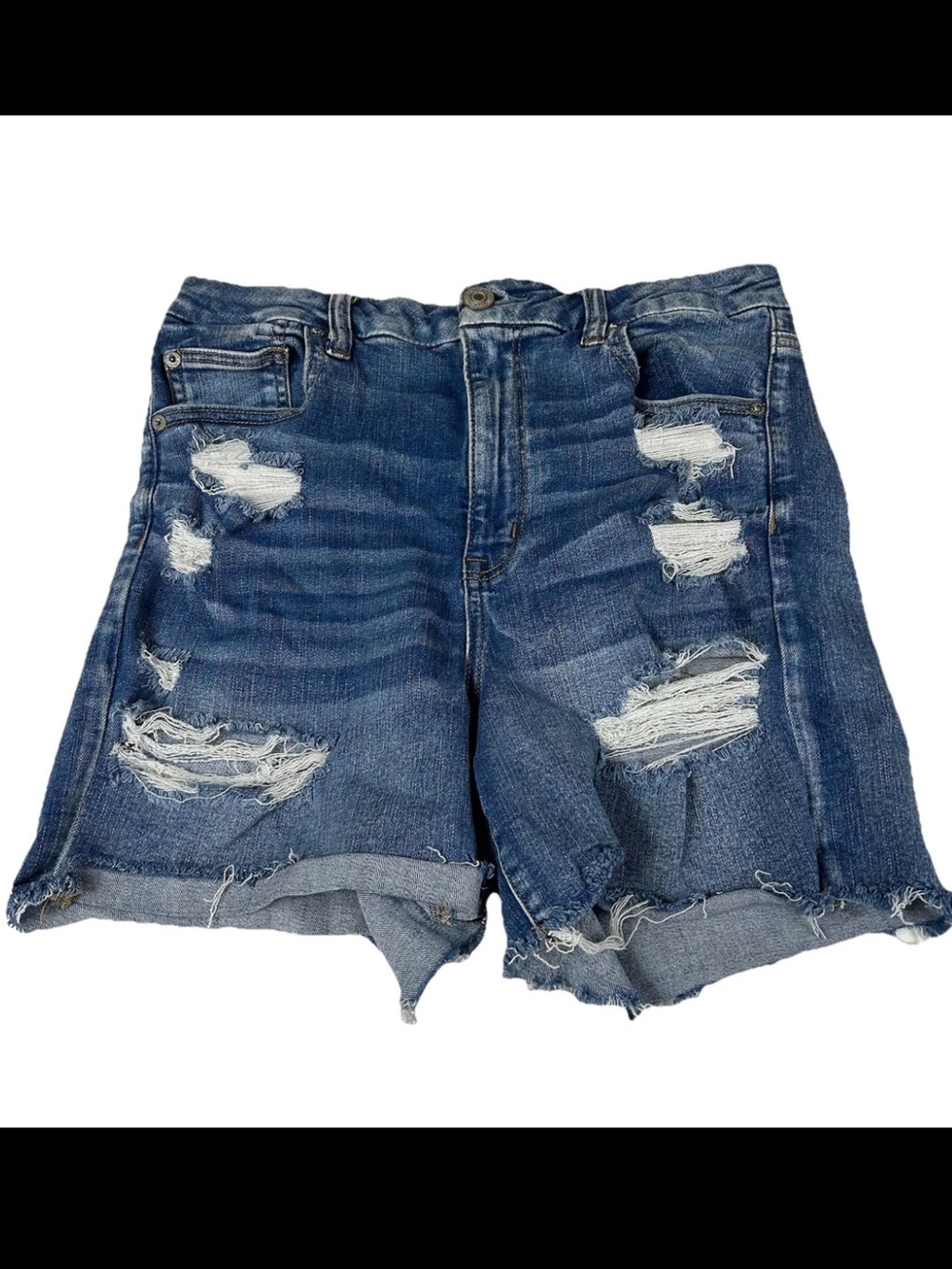 American Eagle Women’s Size 14 Curvy Hi Rise Shortie Shorts Jean Stretch #0200